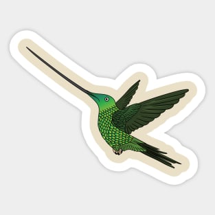Sword-billed hummingbird cartoon illustration Sticker